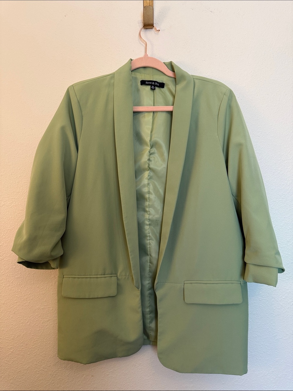 Sage Green Shawl Collar Blazer Jacket by Smart & Co.